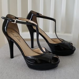 Marc Fisher patent platform stiletto sandal